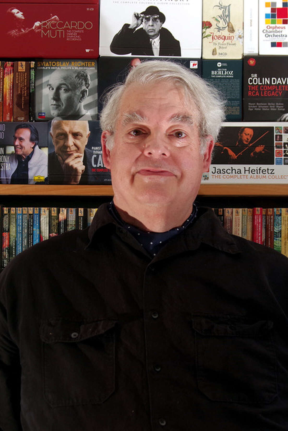 Byron Nilsson in front of his CD collection.  (Byron Nilsson)
